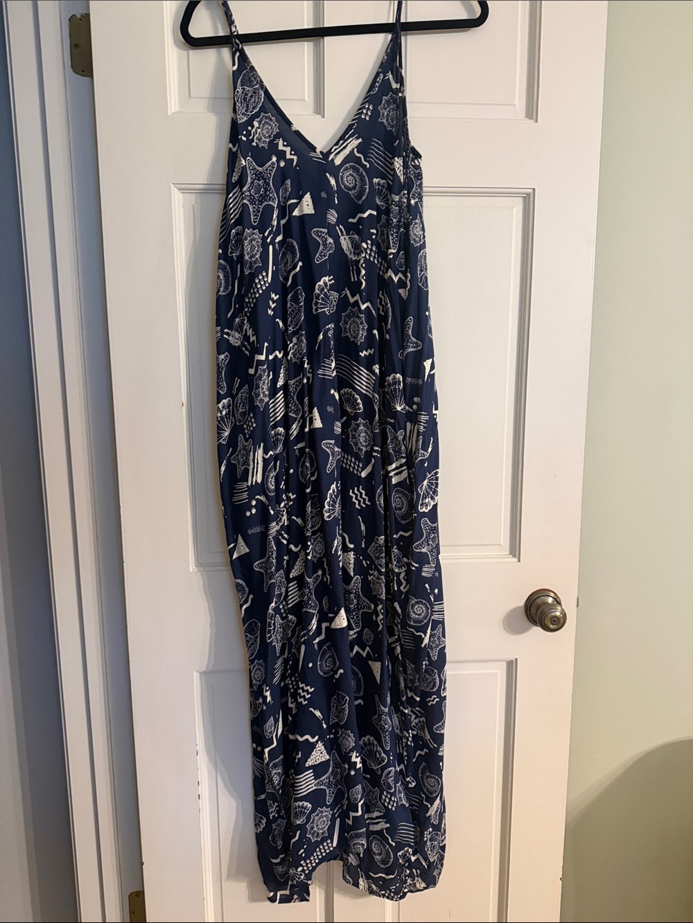 Elan Navy and White Printed Maxi Dress